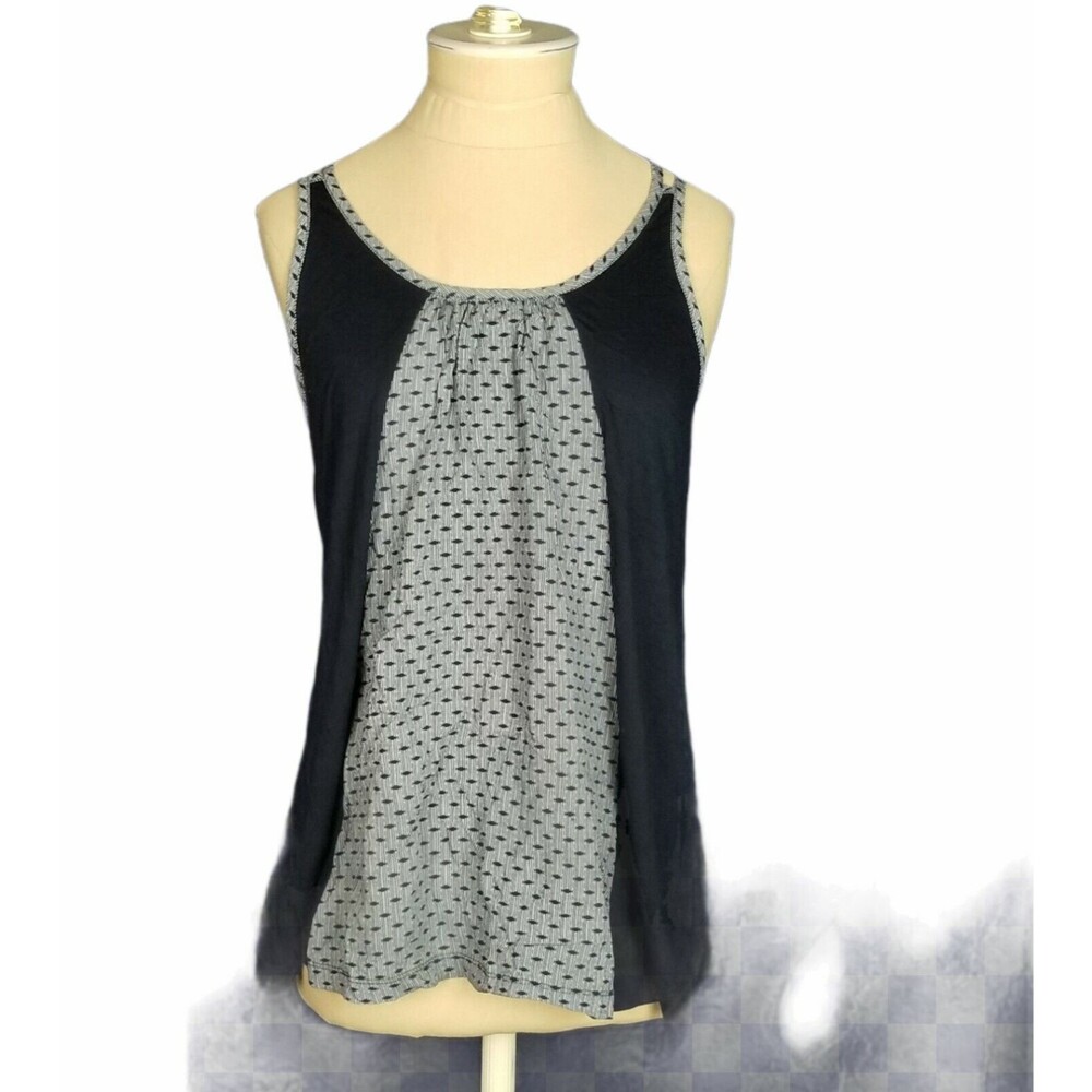 Cabi Tank Top Blue/White Printi Keyhole Back Top Size XS